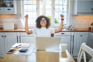 Happy Lady with PC