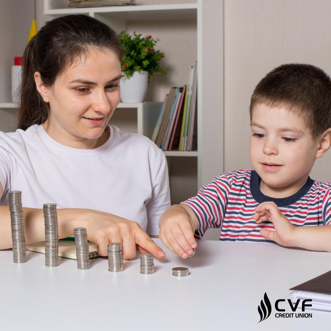 Mom-Son counting coins