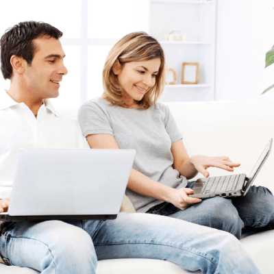Couple with laptops