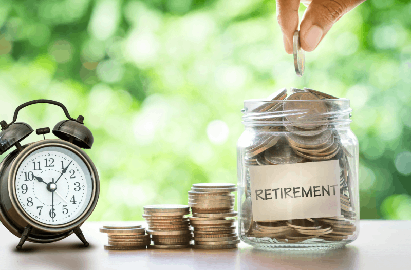 Retirement savings in jar